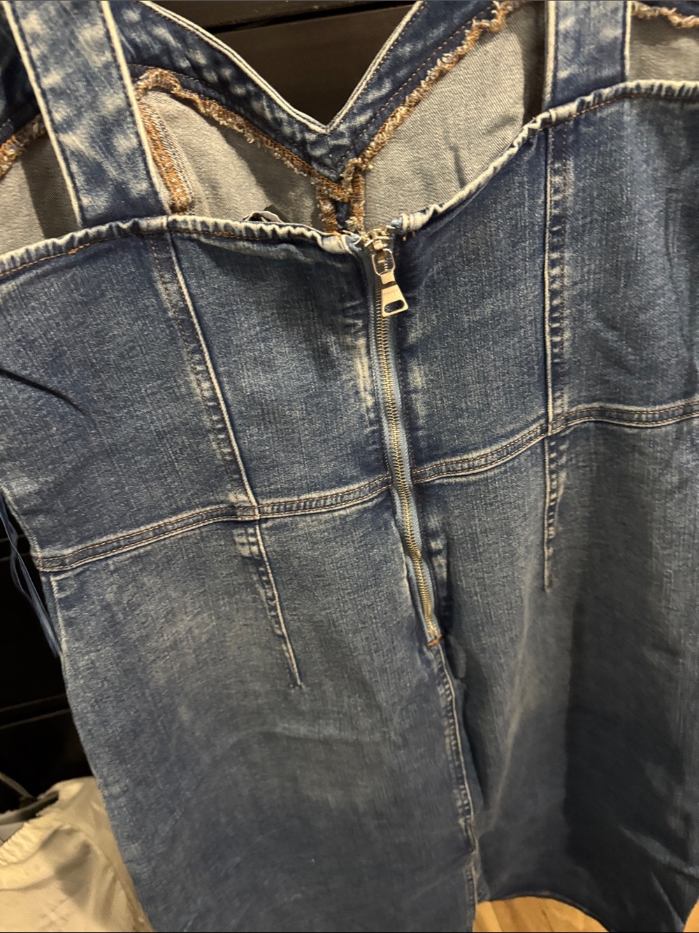 Express Denim Blue Fitted Strap Dress - Picture 3 of 6